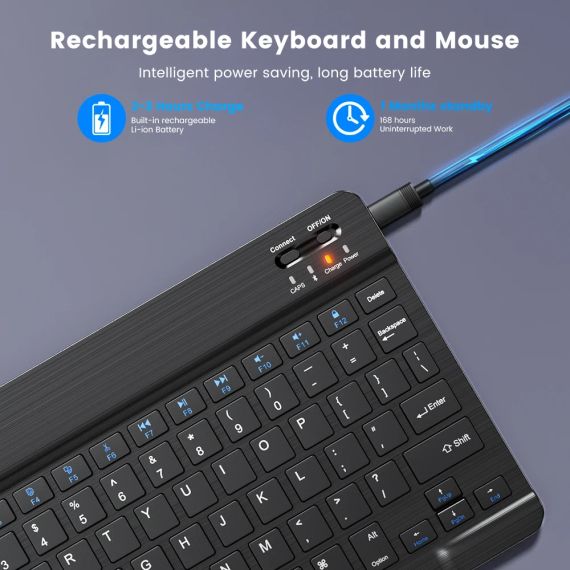 Беспроводная Bluetooth-клавиатура, перезаряжаемая мини-клавиатура для ноутбука, ПК, iPad, планшета и других | Зображення 5