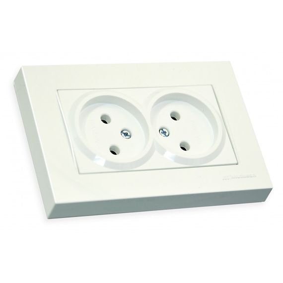 Розетка подвійна, б/з, в 1 коробку, 16А, RITA, Mutlusan, білий, (арт.47-01-07)