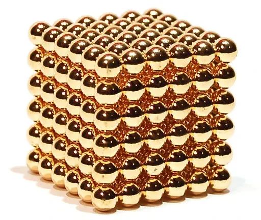 Головоломка Неокуб золотий NeoCube у боксі 216 кульок металевий 5 мм