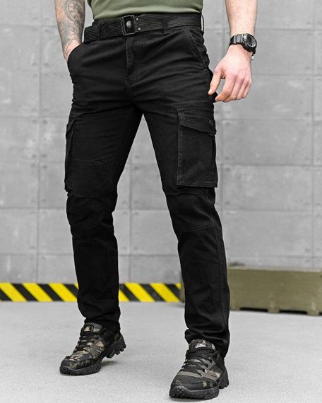 Штани карго чорні pasifik з поясом ДЛ7254 | Зображення 1