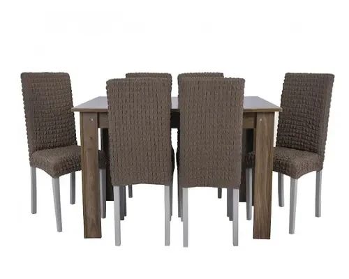 Комплект чехлов на стулья без оборки 6 штук (коричневый)