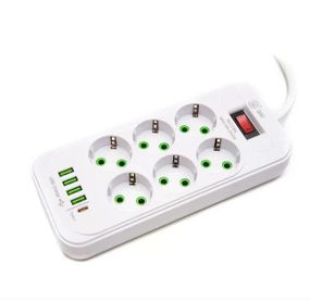 Мережевий подовжувач-фільтр PNS-03/D6 білий 3 м з LED-індикатором, 4 USB і PD Type-C