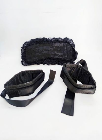 М'які Наручники з пов'язкою на очі DS Fetish Handskaff with blinfold black