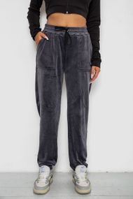 Спортивные штаны велюровые женские на флисе  -уценка, цвет серый, 238R58649-U