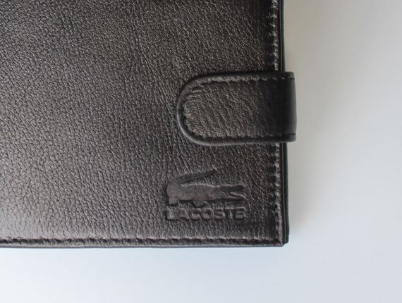 Мужской кожаный кошелек Lacoste Black | Зображення 6