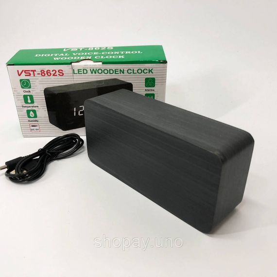 Часы настольные цифровые электронные led, Часы с указанием температуры влажности Лед настольные YU-54 | Зображення 9