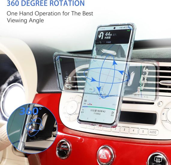 Автомобільний тримач для телефону на панель приладів для Fiat 500 (2010–2015), з алюмінієвого сплаву, на вентиляційну решітку | Зображення 3