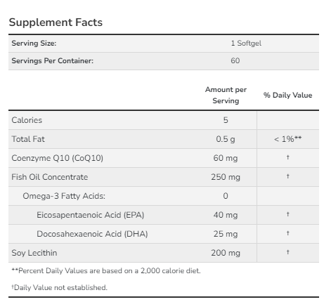 CoQ10 60mg with Omega-3 - 60 sgels | Зображення 1