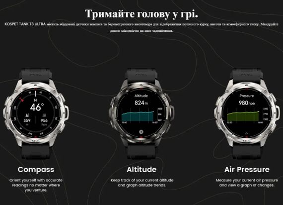 Смарт-годинник тактичний Kospet Tank T3 ULTRA Metal Black (KTT0003UMB) | Зображення 4