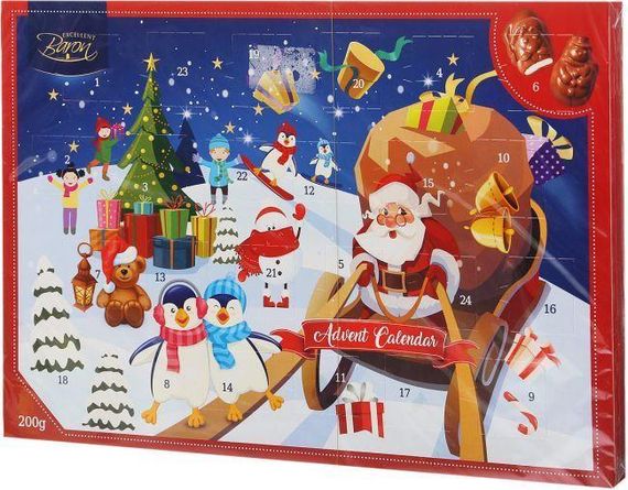 Адвент-календар шоколадний Новорічний Baron, 200 г із різними картинками в асортименті