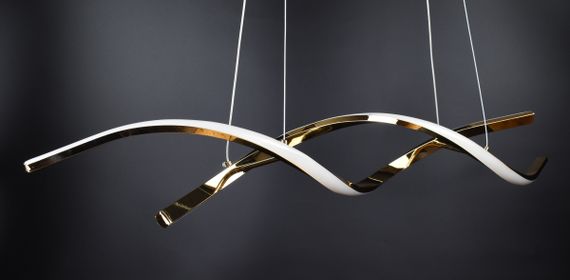 Люстра світлодіодна підвісна LED світильник для квартири на стелю лед 27013 Золото 25-100х14х120 см. | Зображення 8