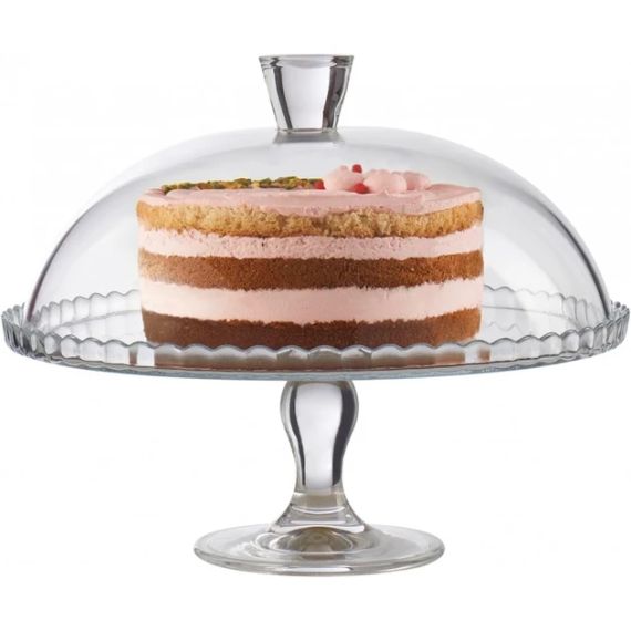 Тортовница стеклянная на ножке с крышкой Pasabahce Patisserie 32.2 см прозрачная 95200 | Зображення 3