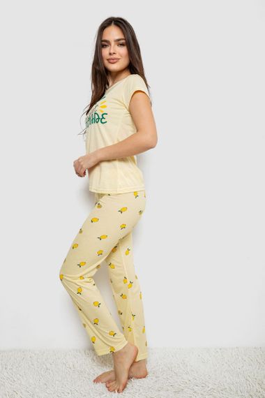 Жіноча піжама з принтом, колір жовтий, 243R7051 | Зображення 2
