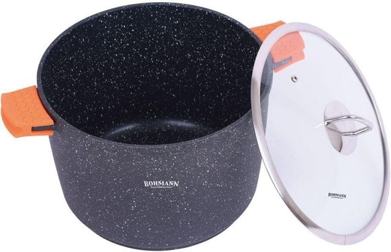 Каструля Bohmann BH-7351-28MRB, 7.5 л, 28 см, алюмінієва з кришкою та антипригарним покриттям