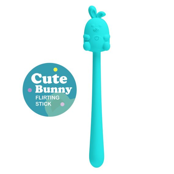 Вібратор на паличці Pretty Love Cute Bunny гнучкий, блакитний, 14.2 х 1.8 см Sex Aura | Зображення 1