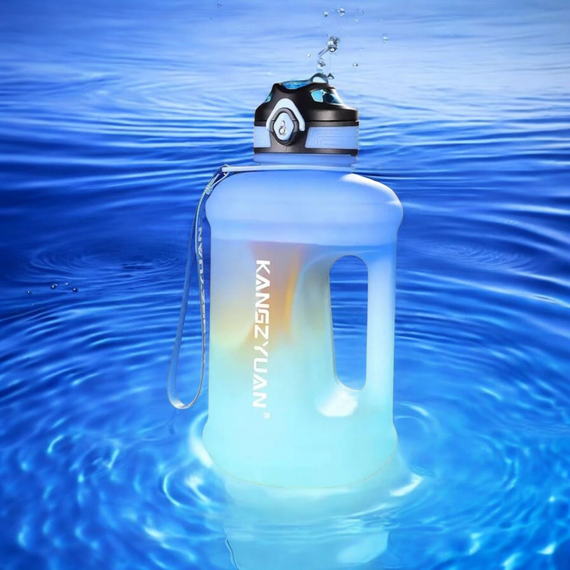 Эко-бутылка KANGZYUAN 2500 мл (2.5 л) - Голубая Tritan BPA-free, ударопрочная, спортивная с ручкой и ремешком | Зображення 9
