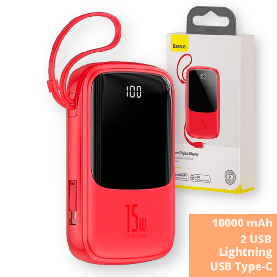 Портативна батарея Power Bank Baseus PPQD-B Q Pow With IP 3A 15W 10000 mAh червоний (ЦУ-00037128_999) | Зображення 1