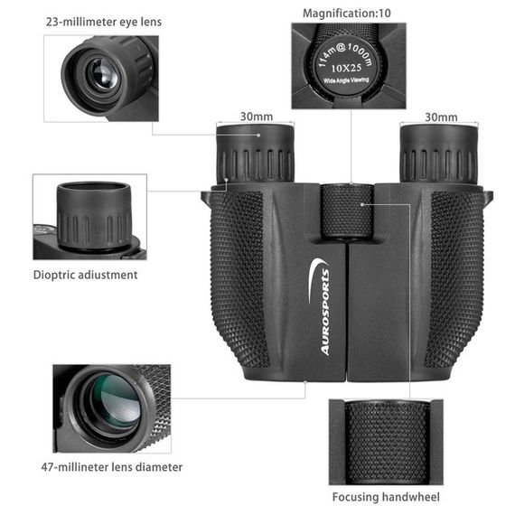 Бінокль Aurosports 10x25 Black | Зображення 4