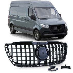 Передня решітка Panamericana GT Panamericana Black Premium З рамкою для Mercedes Sprinter W907/W910 2018- рр