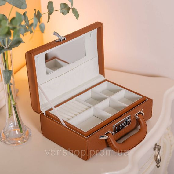 Шкатулка для украшений из эко кожи 2 яруса с кодовым замком органайзер для ювелирных изделий HP-5-24R | Зображення 6