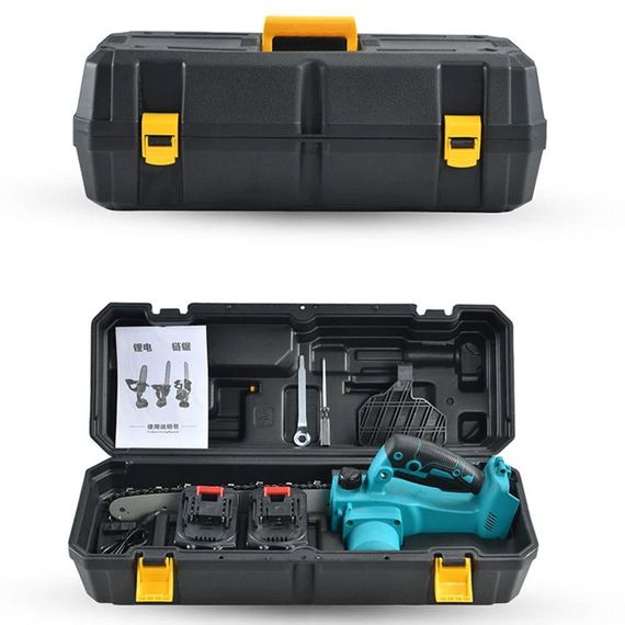 Акумуляторна ланцюгова пила 12" з 2-ма акумуляторами, в кейсі / Бездротова електропила / Електрична міні пила | Зображення 8