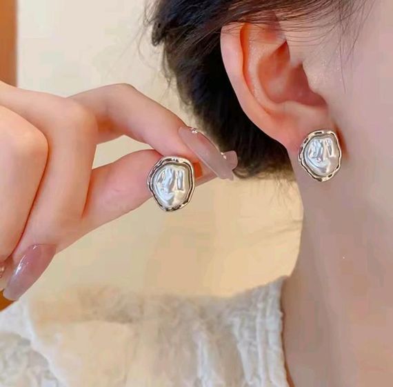 Сережки с жемчужинами "Серебряная Волна", сережки с жемчугом, сережки с жемчужинками, серьги, серёжки | Зображення 3