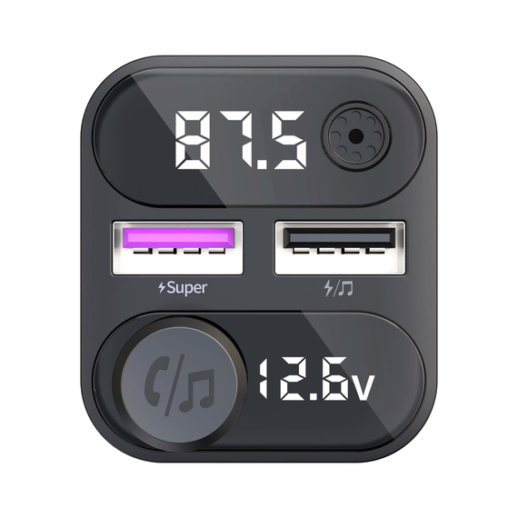 Автомобільний FM ФМ-модулятор Terra С37, Bluetooth 5.0, трансмітер, вольтметр, швидке заряджання QC3.0 | Зображення 2