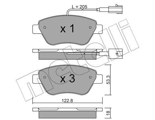 Колодки тормозные передние Citroen Nemo 10- Peugeot Bipper Fiat 500 500C 08- Punto 12- +датчики  22-0321-0 | Зображення 1