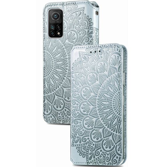 Кожаный чехол книжка GETMAN Mandala (PU) для Xiaomi Mi 10T / Mi 10T Pro Штучна шкіра, Слот для візитки, Сірий | Зображення 1