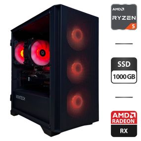 Збірка на замовлення: ігровий ПК Montech Air 100 ARGB Tower / AMD Ryzen 5 7500F (6 (12) ядер по 3,7 - 5,0 ГГц) / 16 ГБ DDR5 / 1000 ГБ SSD M.2 / AMD Radeon RX 6800, 16 GB GDDR6, 256-bit / 750W б/в