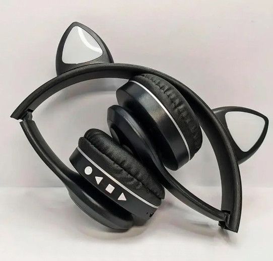 Беспроводные детские Bluetooth наушники Cat Ear VZV-23M с кошачьими ушками Черные | Зображення 2