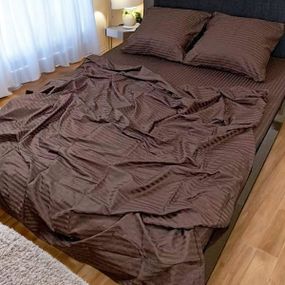 Комплект постельного белья Евро MakSon Elegant Chocolate, страйп-сатин, 100% хлопок (016-1200220С)