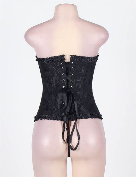 Корсет з квітковим принтом Star Night Corset Top з гачками та шнурівкою, чорний, M | Зображення 6