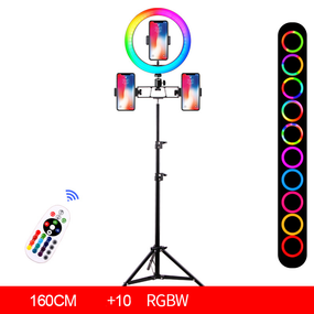 Кольцевая светодиодная цветная лампа RGB LED 26 см с пультом + 160 см стойка sv2672-9)