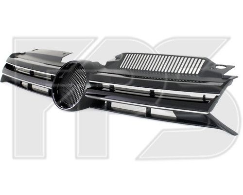 Решетка радиатора VW Golf VI '09-12 (кроме GTi) черная, открытая, с хром. молдингом (FPS) 5K0853651AJZLL