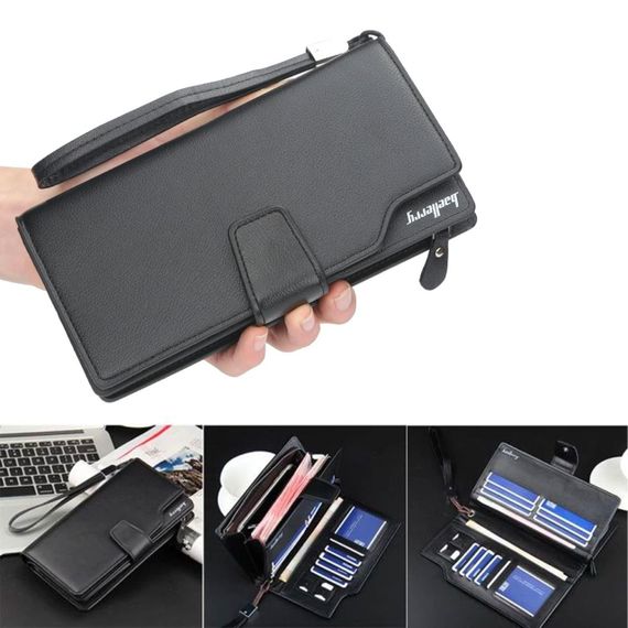 Мужской кошелек Baellerry Business (19,5х10х3 см) с ремешком / Портмоне для мужчин на кнопке | Зображення 2