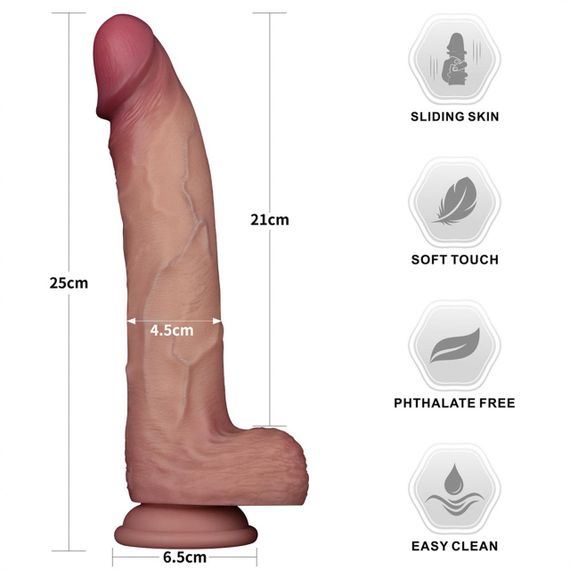 Фалоімітатор - Sliding Skin Pro II Dual Layer Silicone Dong 10" Flesh Sex Aura | Зображення 8