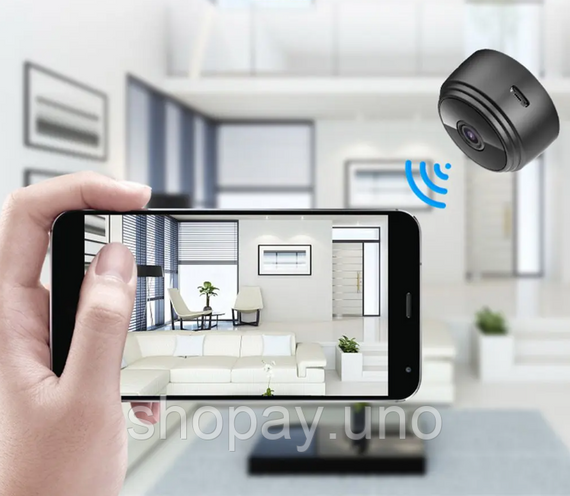 Бездротова Wi-Fi міні відеокамера A9 FullHD 1080P ∙ Нічна зйомка до 10м ∙ Датчик руху ∙ Циклічний запис відеоспостереження | Зображення 4