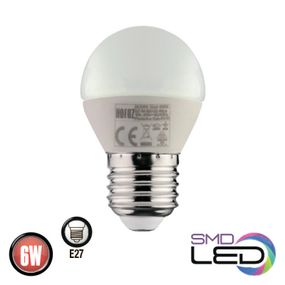 Лампа шарик ELITE SMD LED 6W 6400K Е27 480Lm 175-250V