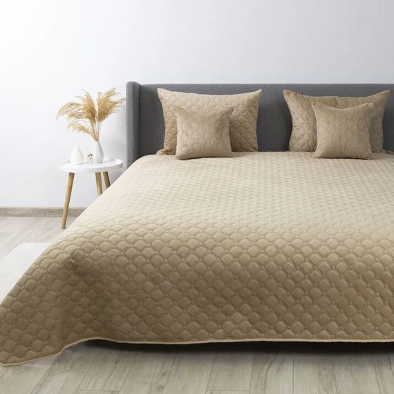 Покрывало двуспальное ТЕП Velour Ромб круглый 4-00516-22471 180х240 см золотой беж