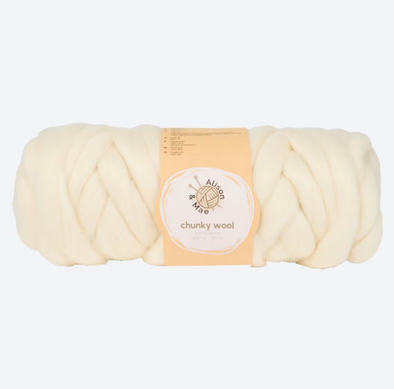 Пряжа Alison&Mae товста вовна 400g Молочний