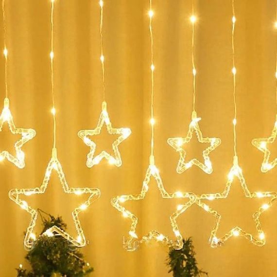 Гірлянда штора зірки 10шт 220 Вт Тепле світло