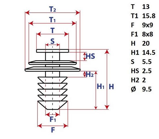 Пістон кріплення обшивки дверей Mazda/Mitsubishi/Subaru/Suzuki (15839) (909130115) | Зображення 3