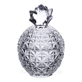 Цукерниця з кришкою Ø9 см ваза цукерниця кругла скляна прозора ананас HP-4-112