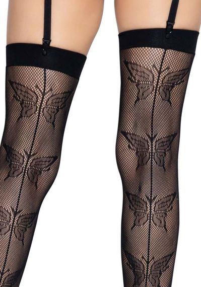 Чулки-сетка со швом сзади Leg Avenue Butterfly back seam thigh highs One size Black sexstyle | Зображення 3