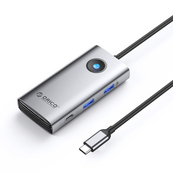 ORICO ORICO-PW11-6PCR R45 Type-C / USB-C Многофункциональная док-станция 6-в-1 5 Гбит/с (темно-серый)