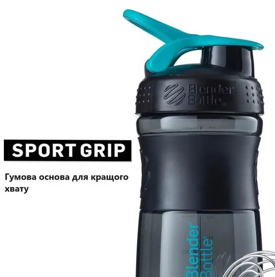 Шейкер спортивний BlenderBottle SportMixer Flip 20oz/590 мл Black/Teal (SM 20oz Black/Teal) | Зображення 2