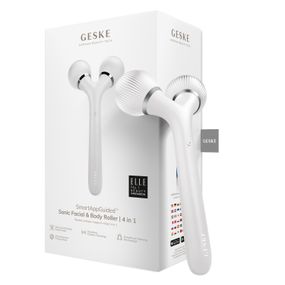 Електронний ультразвуковий ролик для обличчя та тіла GESKE Sonic Facial&Body Roller 4в1 white