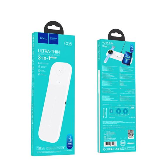 Бездротовий зарядний пристрій HOCO CQ6 Power 3-in-1 wireless fast charger(SAM Watch) White | Зображення 4