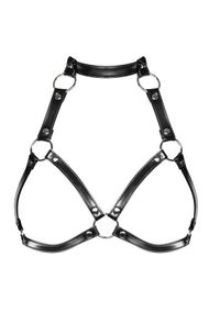 Портупея на груди Obsessive A740 harness black, штучна шкіра